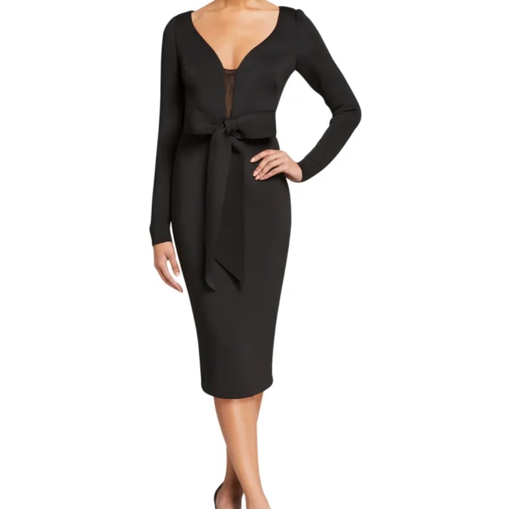 NWT Badgley Mischka bow tie scuba dress cocktail little black dress